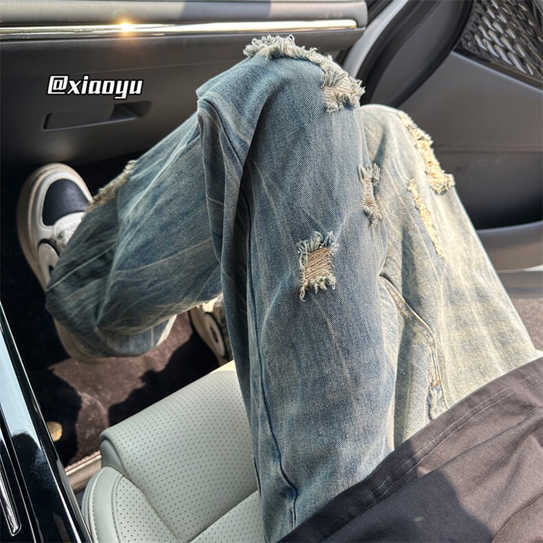 XZ616 夏季新款破洞牛仔裤休闲九分裤 TY2489 P65控78图片