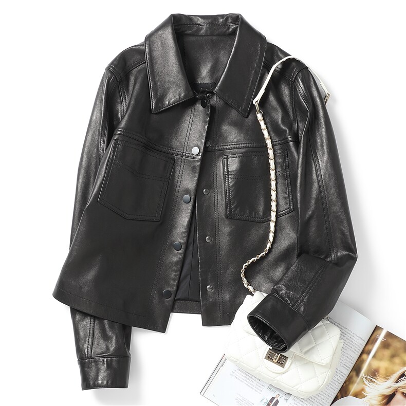 春秋款海宁真皮皮衣女绵羊皮外套通勤百搭短款夹克大货一件，男装夹克，电商B360A（原721A）