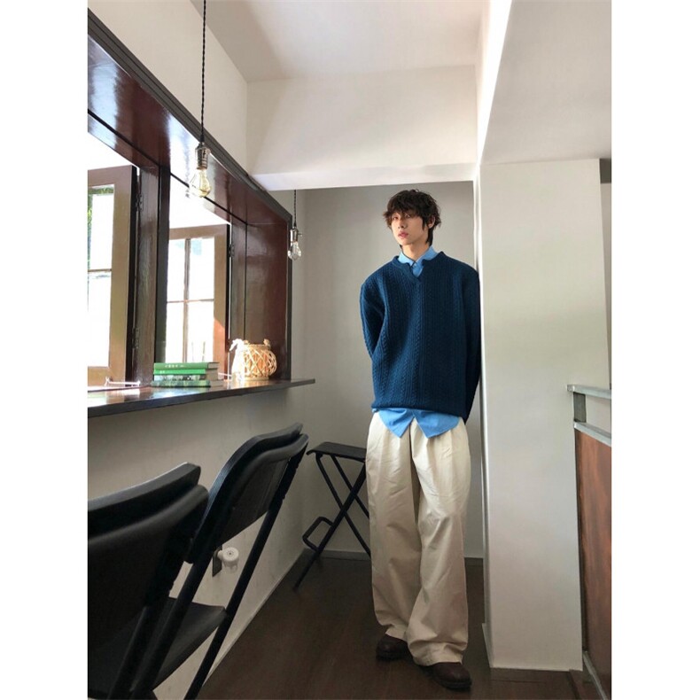 【有货】M6518LL-特P53麻花V领针织衫毛衣男冬季高级感痞帅,男装针织衫/毛衣,星座1007（原301D）