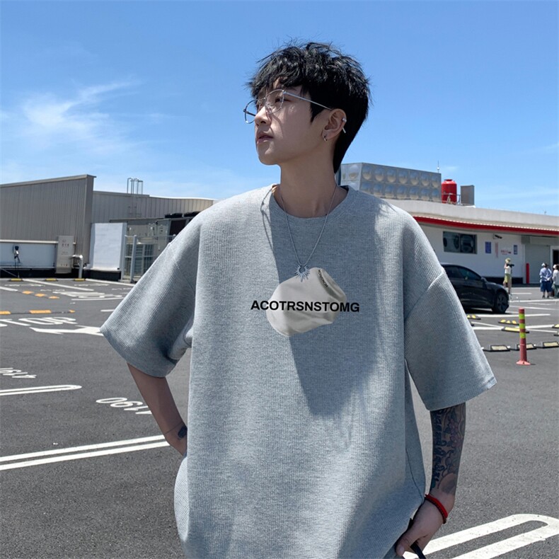 量大优！供视频！港风华夫格短袖T恤半袖男HT239-特P18,男装T恤,电商B367
