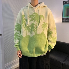 秋冬新款椰树提花连帽毛衣针织衫百搭宽松上衣潮Y505-P58，男装针织衫/毛衣，星座1109-3