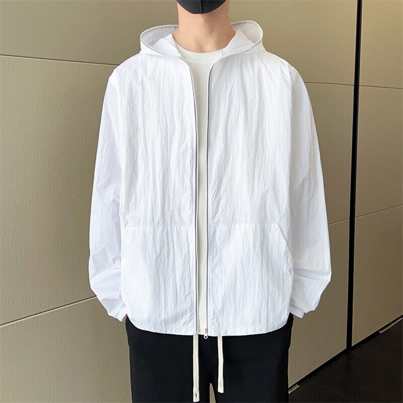 2025夏季清新凉感连帽纯色透气户外登山潮流防晒衫Q5519-特P30，男装防晒衣，星座610（原A335）