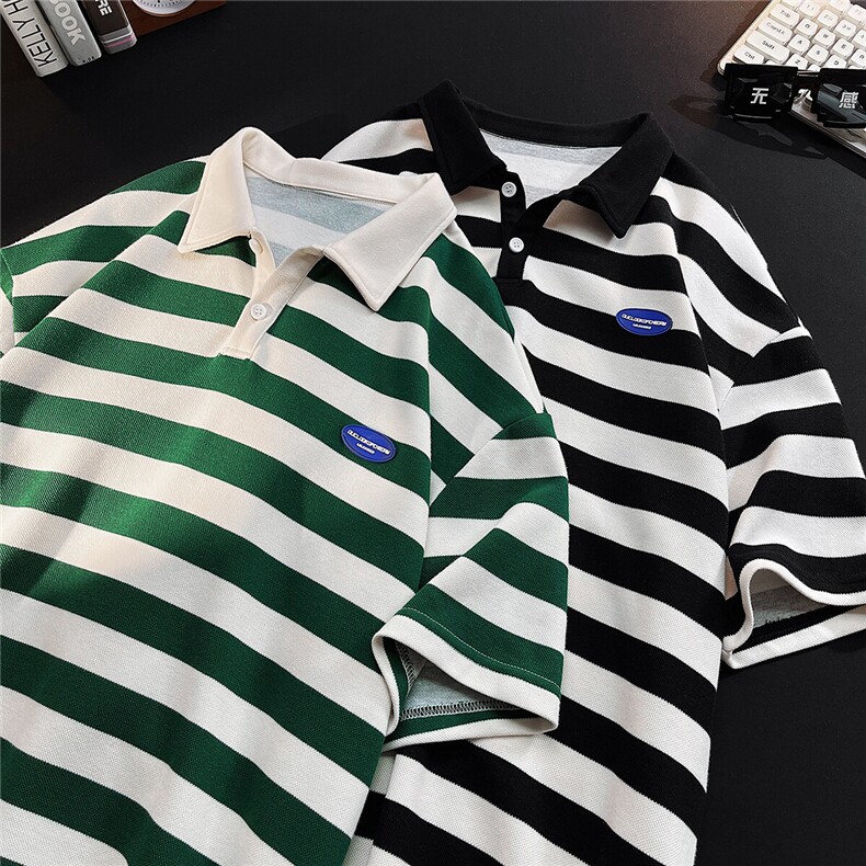 1平铺毛毯美式条纹polo衫大码M-5XL翻领短袖T恤男DP8761P40控59，男装Polo衫，星座226-2