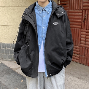 1克莱因蓝冲锋衣男外套男中性风宽松抽绳装饰连帽JK7569P75控99图片