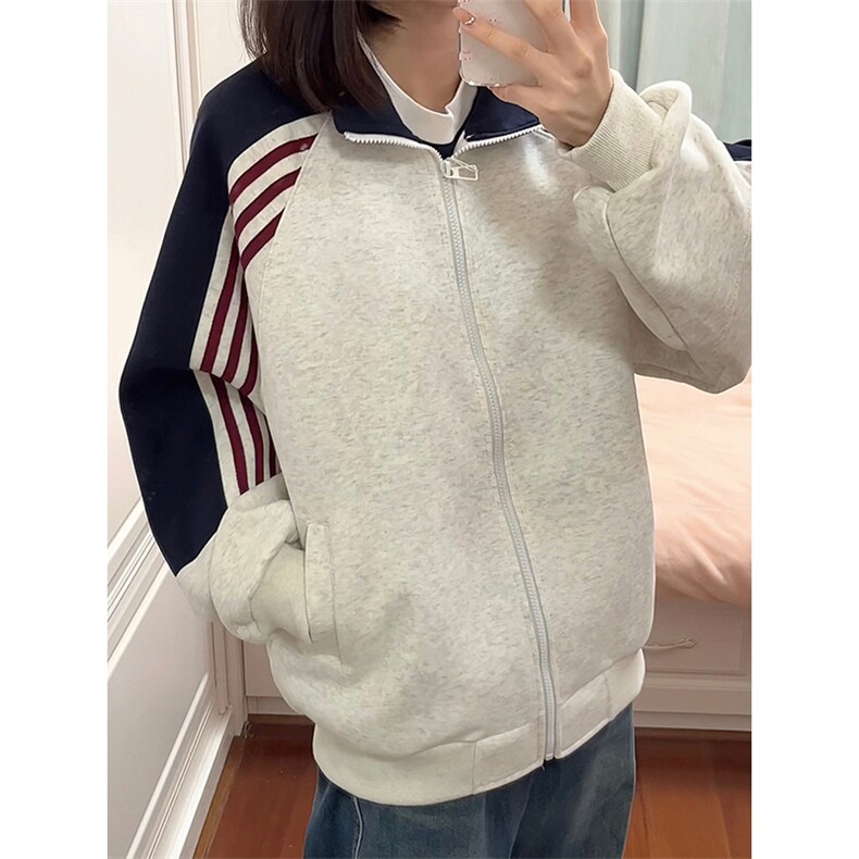 抖音得物高品质美式高街重磅结构织带拼接撞色立领卫衣外套CM41，男装卫衣，电商A486