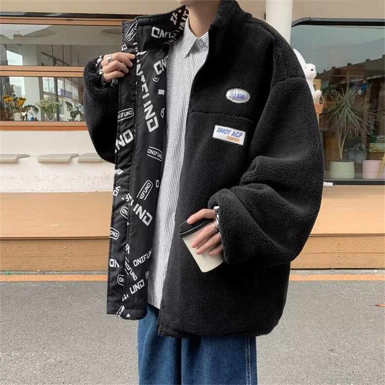 2023秋冬季设计感oversize棉服新款两面穿羊羔毛外套男W6627-P85,男装棉衣,星座512-2