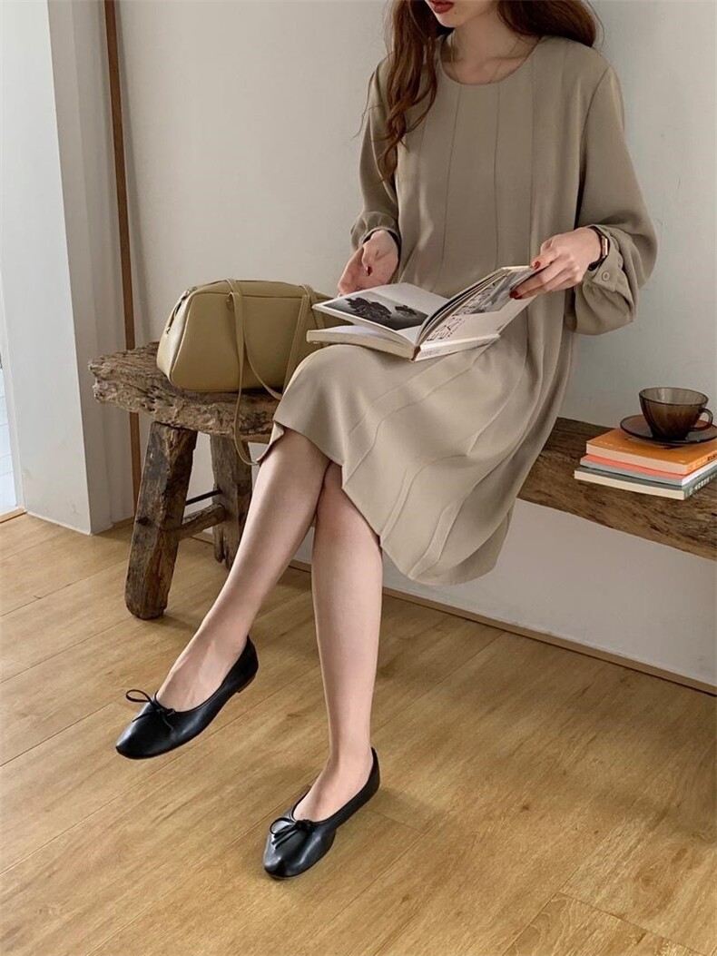 春季新品·韩风压褶连衣裙，女装连衣裙，Hello Tina