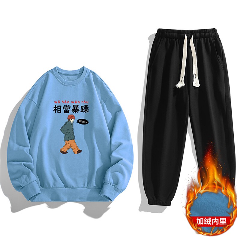 现货主推2025秋冬新款加绒男士休闲印花运动套装JR8081-P39，男装休闲套装，星座1816-2（原1210–2）