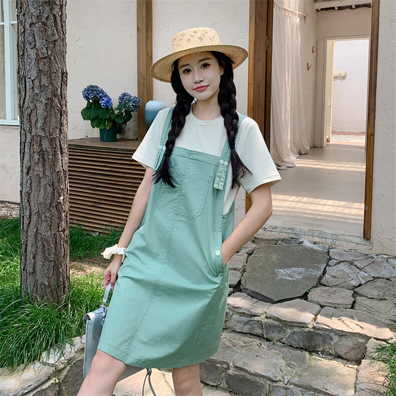 2024新款夏装绿色背带裙假两件212A-8844-P125-K188,女装连衣裙,浙宝212A