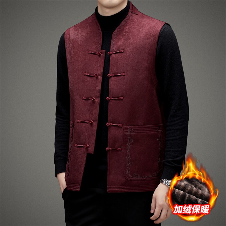 唐装加绒马甲冬季新款风坎肩民族风上衣加厚背心 MJ503-P125图片