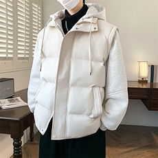 新款假两件套可拆卸帽加厚棉袄男女宽松款面包服休闲百搭外套760，女装短外套，星座1402-3