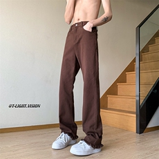 B221美式ins高街小众情侣款毛边微喇牛仔裤LK23004-P55控78，男装牛仔裤，电商B221