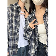 控价59港风格子衬衫宽松外套男女衬衣百搭格子外套CS2410P40，男装衬衫，电商A128