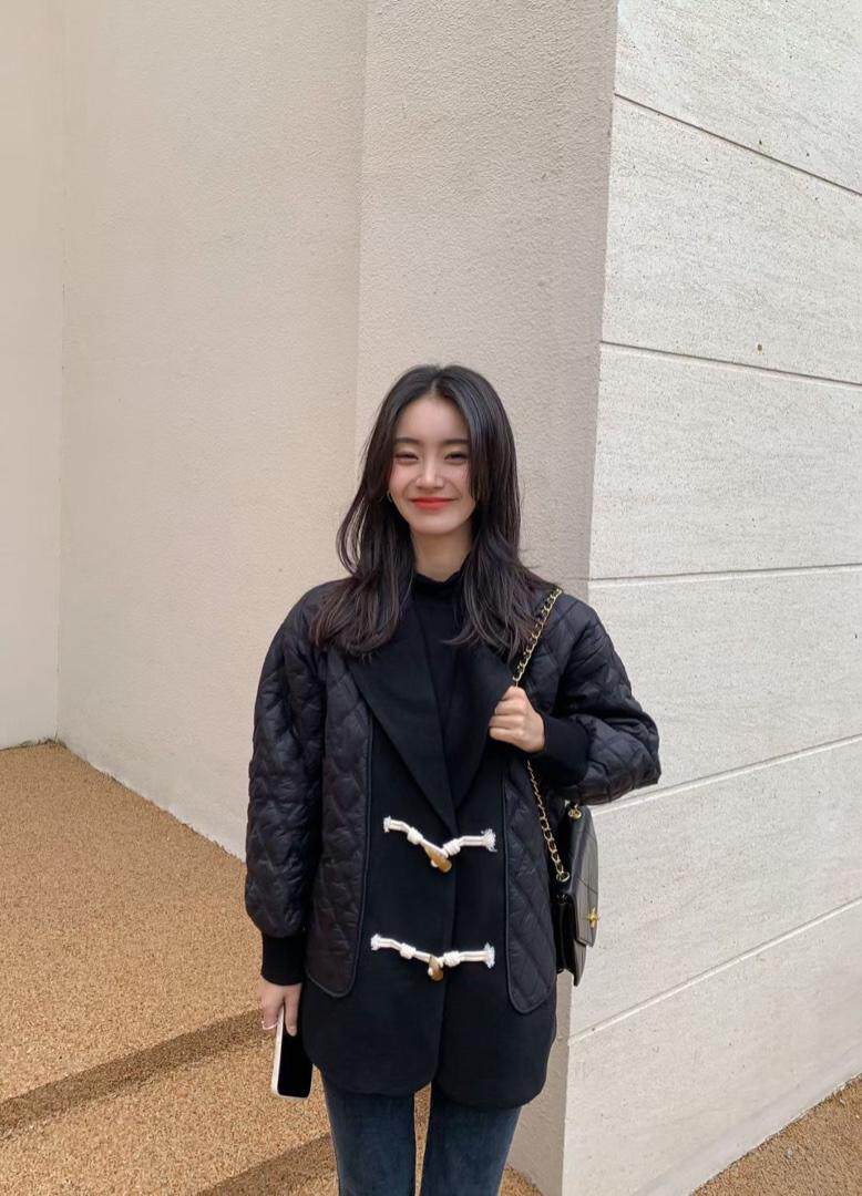 3096档意妹冬季拼接牛角扣外套，其它，意妹EAMEI