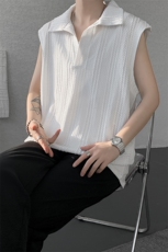 8XL-M夏竖条纹纯棉背心男韩版宽松坎肩休闲运动午休T恤肌理DX333，男装背心/马甲，电商D206-1