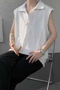 8XL-M 夏竖条纹纯棉背心男韩版宽松坎肩休闲运动午休T恤肌理DX333图片
