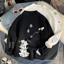M18115-P45加绒款-P65半高领毛衣男士大码针织衫男毛线衣男,男装针织衫/毛衣,电商A040