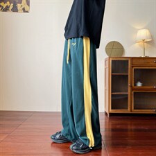 美式高街拼色运动卫裤男秋季港风ins宽松阔腿休闲长裤K4344-P38，男装休闲裤，星座512-2
