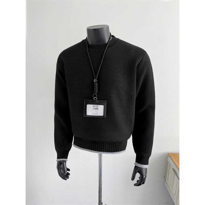 自家假模图B2165166P652025秋冬装男士卷边加厚不加绒毛衣，男装针织衫/毛衣，电商B216（原B302）