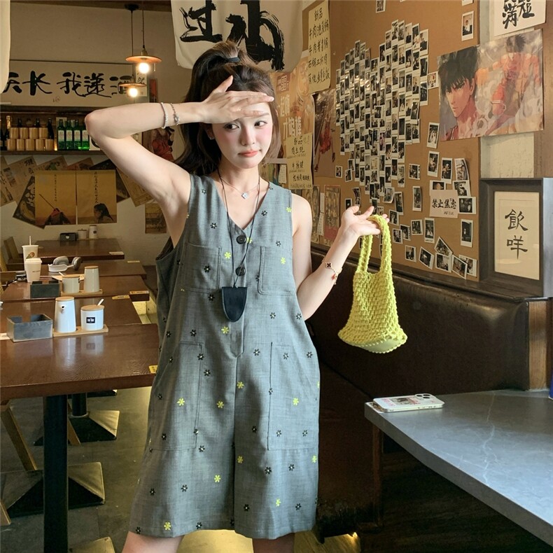 薄款见外包装通勤风ins风夏季碎花短裤清连体裤,女装连体裤,浙宝208