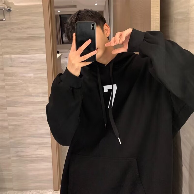 350g华棉美式印花连帽卫衣秋慵懒风宽松oversize外套5160-P43网图，女装卫衣/绒衫，电商B245