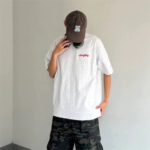 万针全刺绣工艺抖音得物高品质260克重磅纯棉双纱美式高街短袖T恤图片