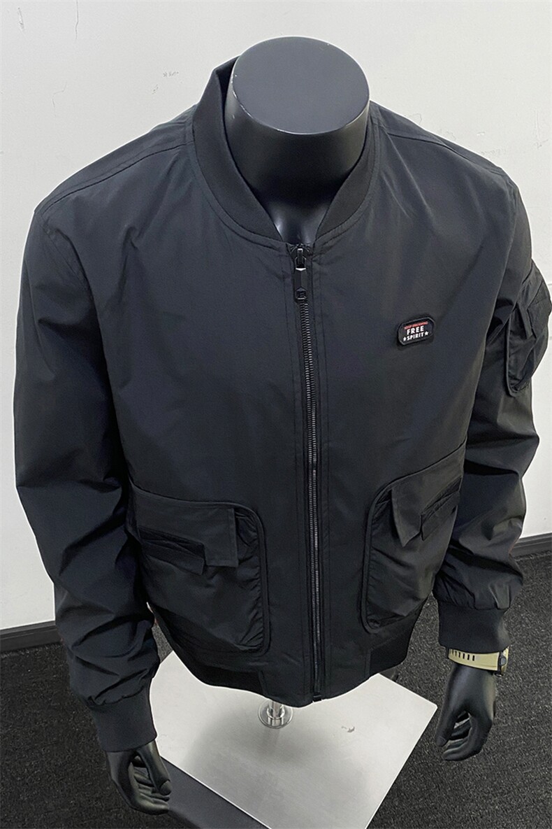 美式复古风棒球服夹克大口袋贴标痞帅百搭休闲外套J608618TP75,男装夹克,电商A247