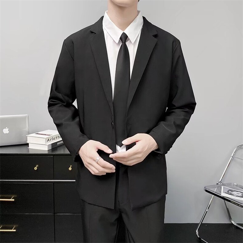 休闲西服外套男春秋韩版修身礼服商务黑色小西服Y73无装饰,男装西服,星座1116A-2（原606A-1）