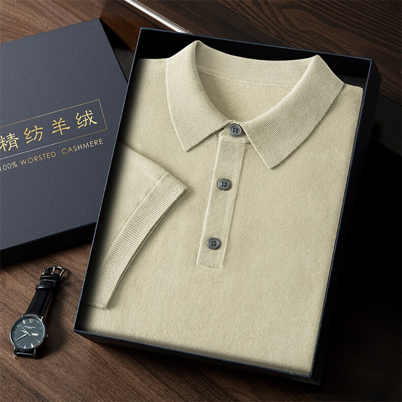 夏季新款Polo领针织短袖时尚百搭,男装T恤,曼云男装羊绒