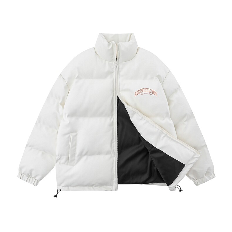白底新款冬季时尚百搭PU皮立领字母印花棉服外套MY64510P115控158,男装棉衣,电商A268-1
