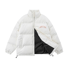 白底新款冬季时尚百搭PU皮立领字母印花棉服外套MY64510P115控158，男装棉衣，电商A268-1