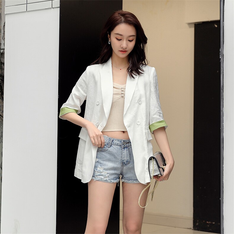 韩版百搭chic网红薄款小西装外套宽松休闲西服,女装西装,寒都衣屋