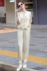 新中式国风刺绣休闲运动套装女2025夏季新款时尚棒球服短袖两件套，女装套装/套裙，半夏