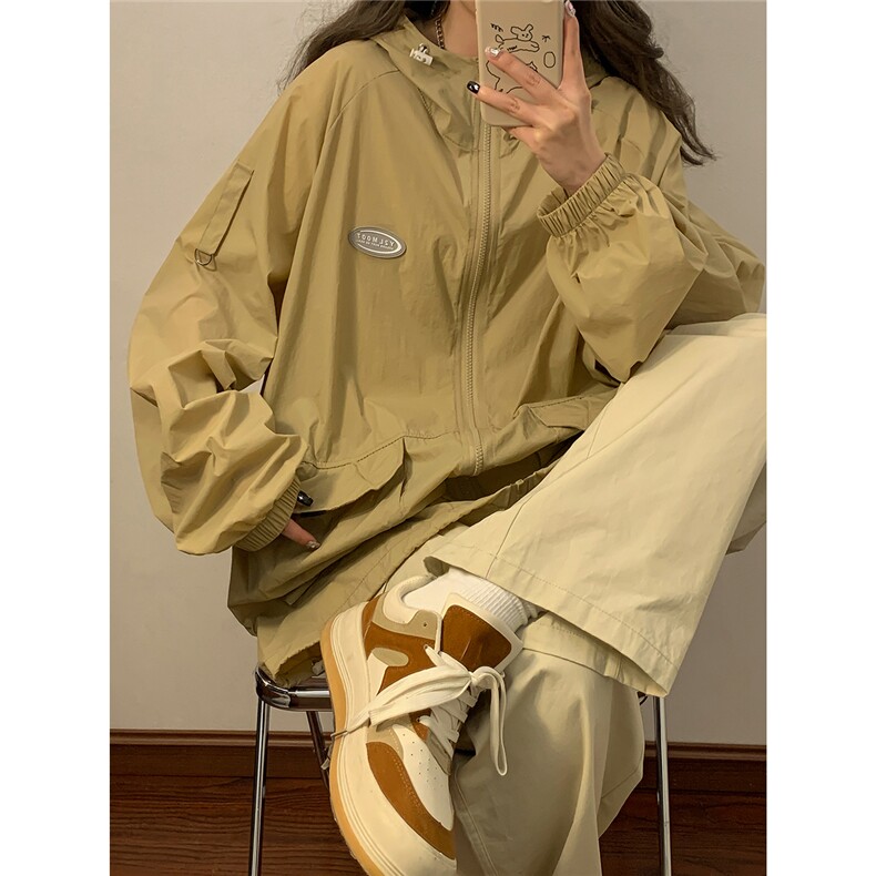 中性风连帽工装大口袋防晒衣女黄灯户外潮牌防晒服FS77009P50控78,男装夹克,星座226-1