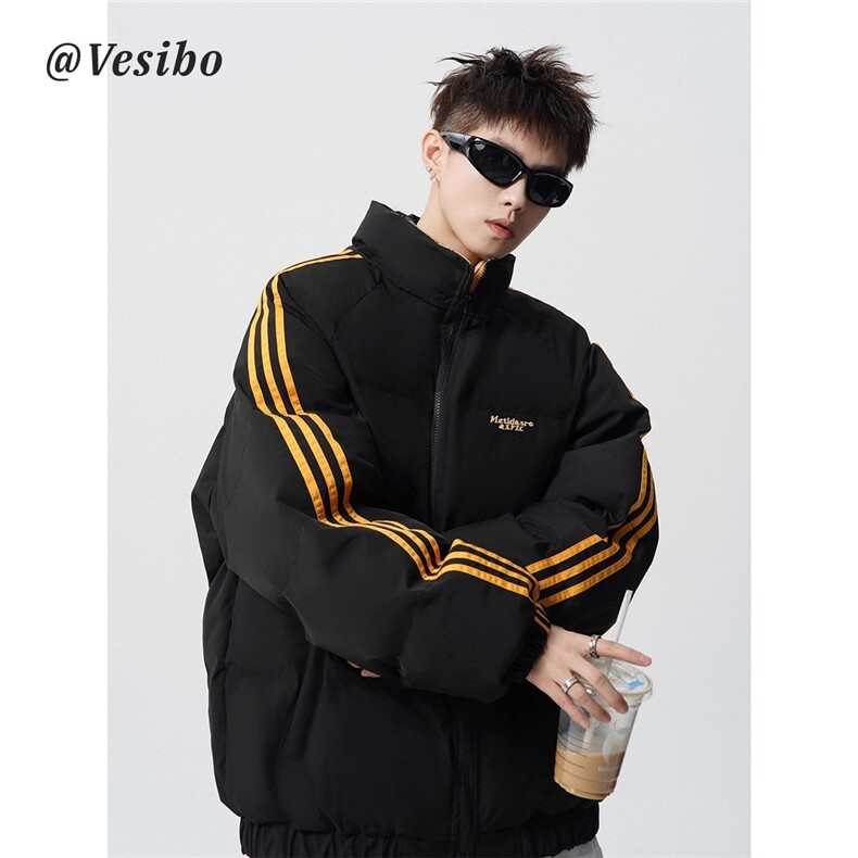 条纹立领棉服男冬设计感刺绣情侣面包服潮百搭棉衣外套TT1416P88,男装棉衣,星座1013-5
