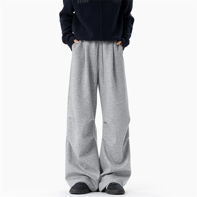 25新款400g高克重曼巴棉褶皱设计大码休闲卫裤男K24000-特P38控75，男装休闲裤，电商A001-1