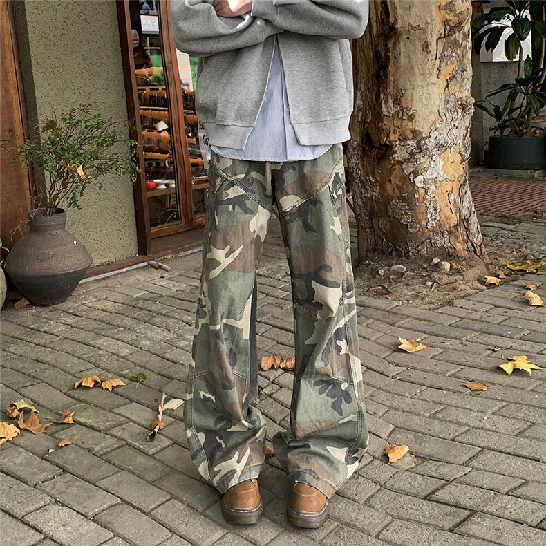 迷彩色休闲裤男士韩版潮流高街帅气2025春季ins宽松长裤K6018-P49,男装休闲裤,星座412-3