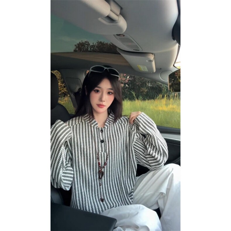 鱼骨纹亨利领长袖T恤男秋美式复古重磅卫衣千鸟格内搭情侣打底衫,男装T恤,星座506A