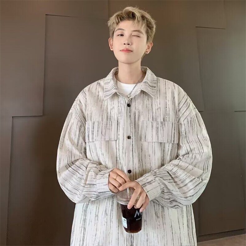 冰丝翻领防晒衣服扎染长袖衬衫夏季男士大码宽松花衬衣春秋薄外套，男装防晒衣，星座218-1（原230）