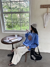 2025舒适百搭简约番茄炒色卫衣秋冬新款时尚潮流，女装卫衣/绒衫，湘姗