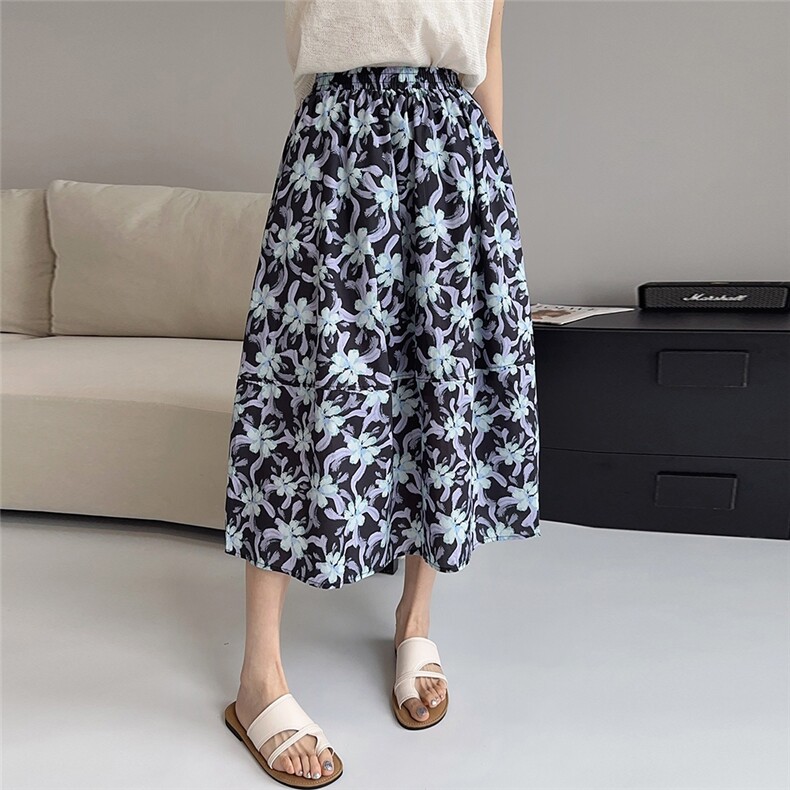 【夏季新款】印花棉料半身裙P70-K110，女装半身裙，简古