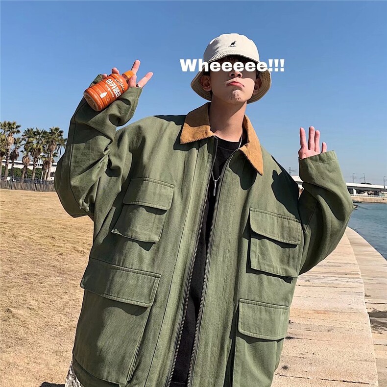 工装夹克男春百搭潮机能韩版潮流高街休闲外套W81-310B-1-P40图片