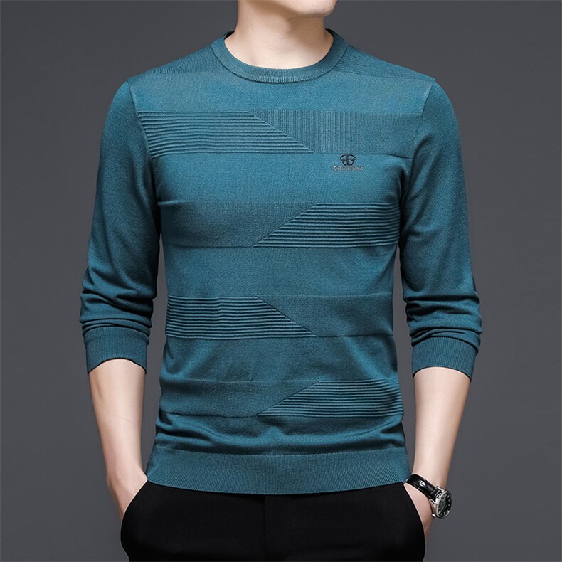 爸爸装春季新款圆领套头毛衣男士上衣中老年休闲春装针织衫衫，男装针织衫/毛衣，电商B212（原钱塘6029）