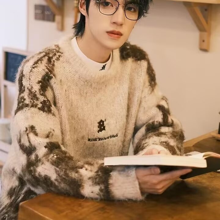 秋冬季新款韩版宽松时尚毛衣男女情侣百搭长袖套头上衣潮针织衫,男装针织衫/毛衣,星座410-6（原星座1304-1）