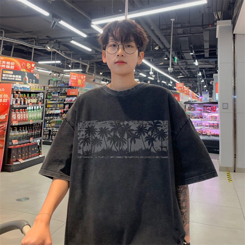 直播品质240克重磅水洗做旧短袖t恤男女SDX230-特P25控48,男装T恤,电商B367