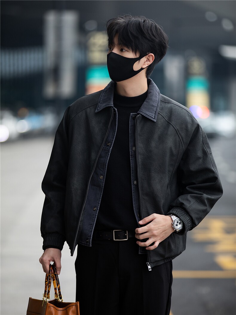 标50绒街拍男士翻领假两件短款皮羽绒服保暖外套5065-P255,男装羽绒服,电商B328