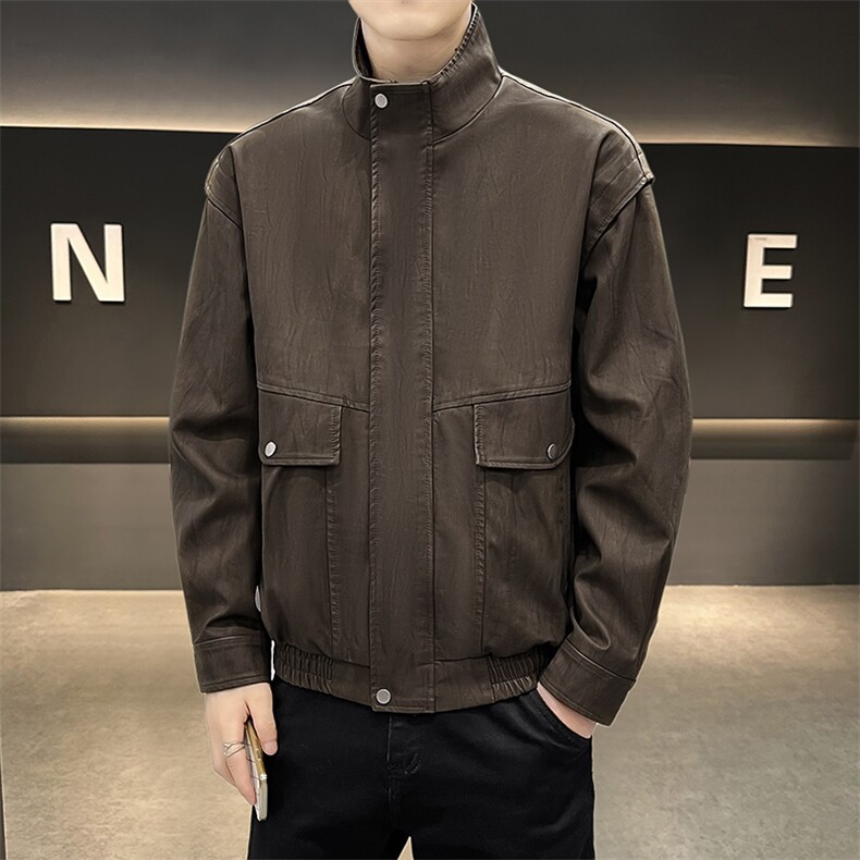 K595-P120秋冬潮流新款翻领PU皮衣男高品质防风百搭夹克外套,男装皮衣,星座507A（原星座306B-2）