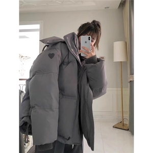 秋冬新款羽绒服男女情侣短款宽松加厚白鸭绒面包服潮牌外套图片