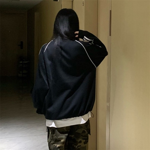 抖音得物高品质二开 25秋冬美式高街重磅结构织带高领立领卫衣W66图片