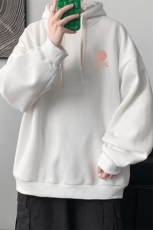 WY2237-P35加绒款-P40纯棉连帽卫衣男大码运动帽衫宽松薄外套男，男装卫衣，电商A040